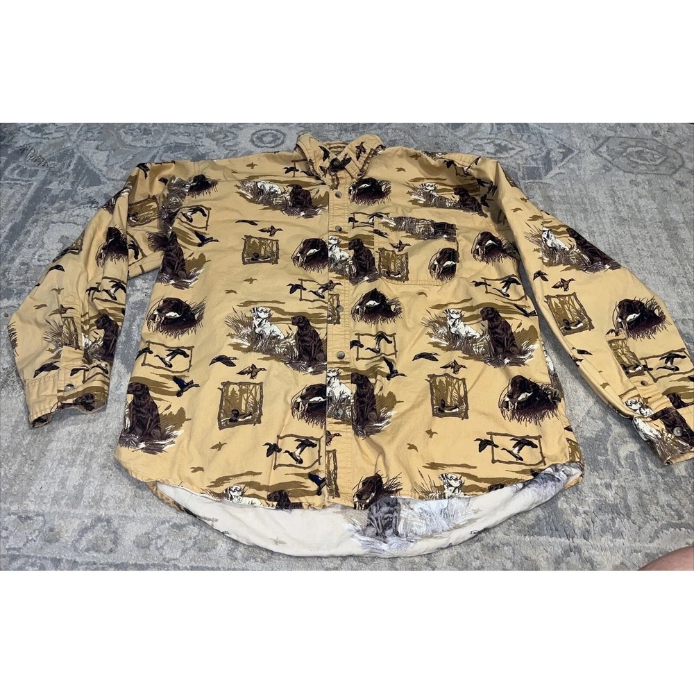 Field Tested Outdoor Button Up Long Sleeve Yellow Dogs Men's Sz Large